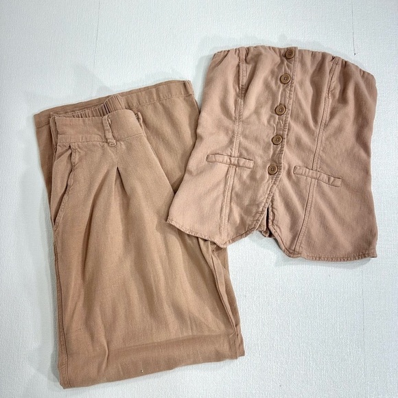 Wild Fable Beige linen blend pants vest set size XXS